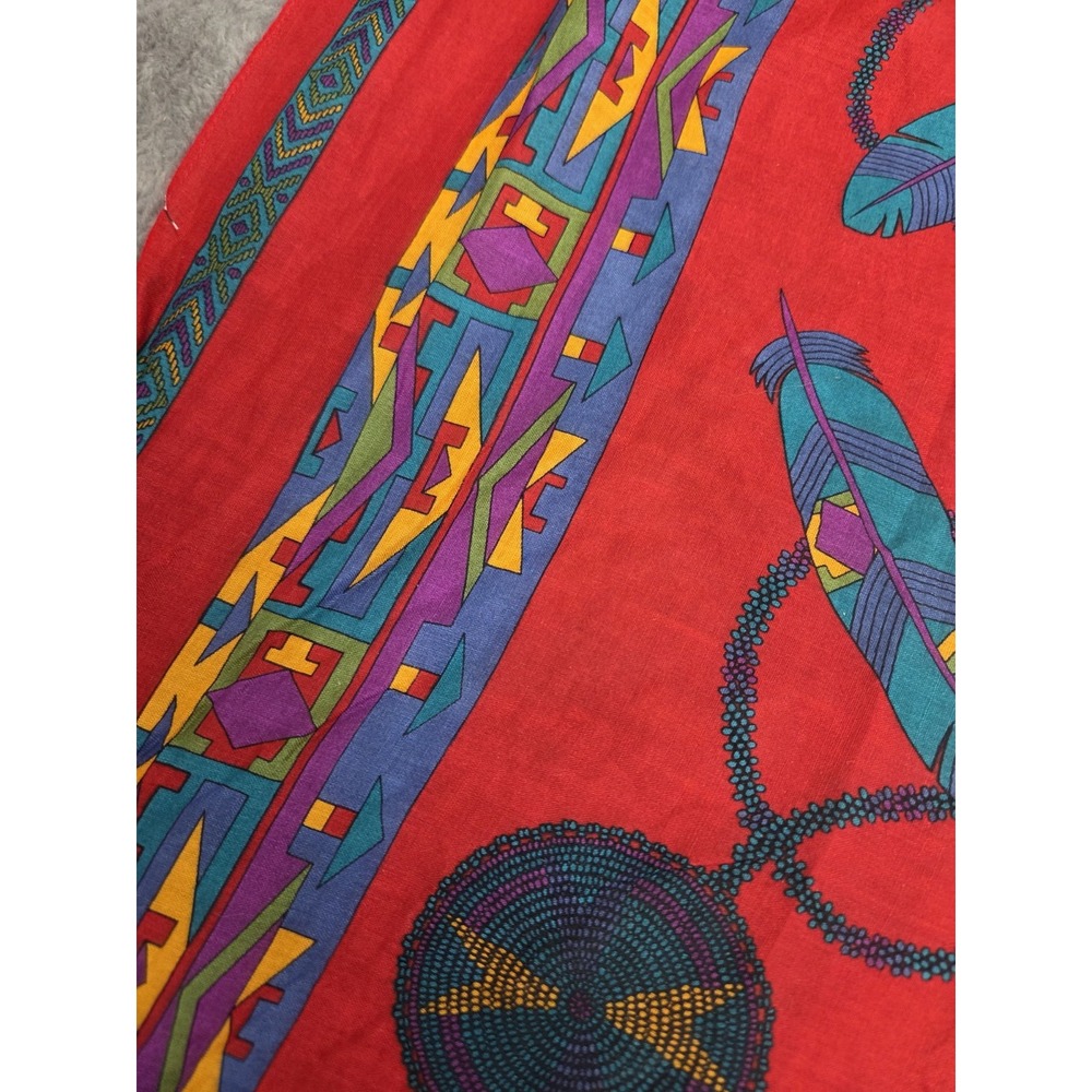 Ginnie Johansen Vintage Square Scarf Native American Dream‎ Catcher Beaded 31x32 - Picture 5 of 8